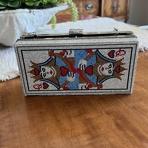 Rhinestone queen of hearts clutch